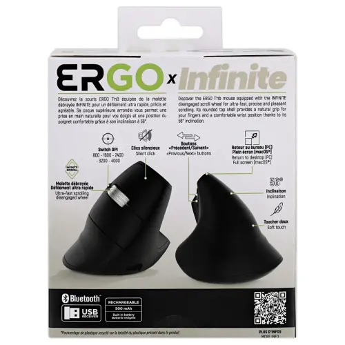 Souris sans fil rechargeable verticale ERGO INFINITE
