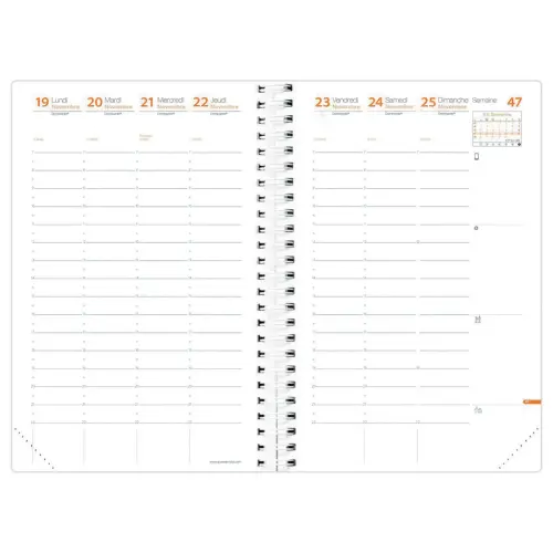 Agenda semainier  - 16x24 cm - D&eacute;cembre &agrave; d&eacute;cembre - Noir - QUO VADIS 