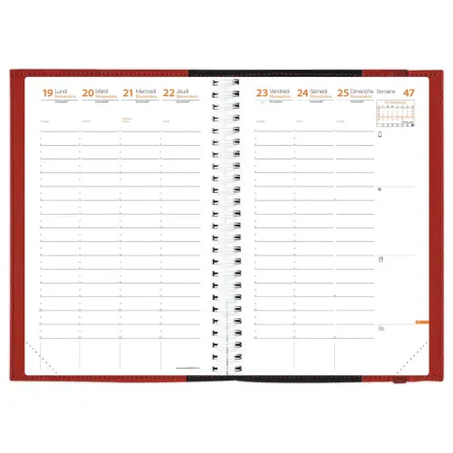 Agenda semainier  - 16x24 cm - D&eacute;cembre &agrave; d&eacute;cembre - Noir - QUO VADIS 