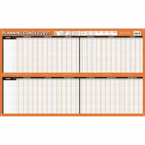 Planning annuel millésimé - Vacances et Absences - 60x99 cm - Janvier à décembre - BOUCHUT GRANDREMY
