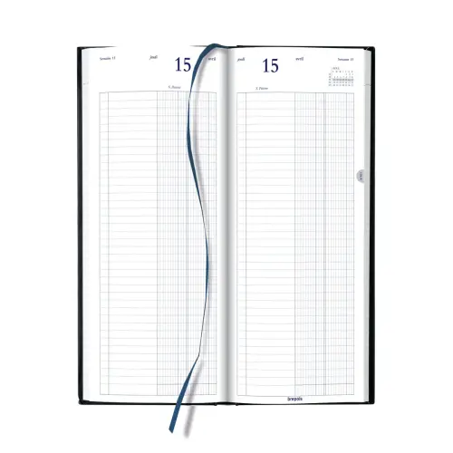 Agenda journalier banque 2 volumes - 14,3x32,5 cm - Noir - Janvier à décembre 2027 - BREPOLS