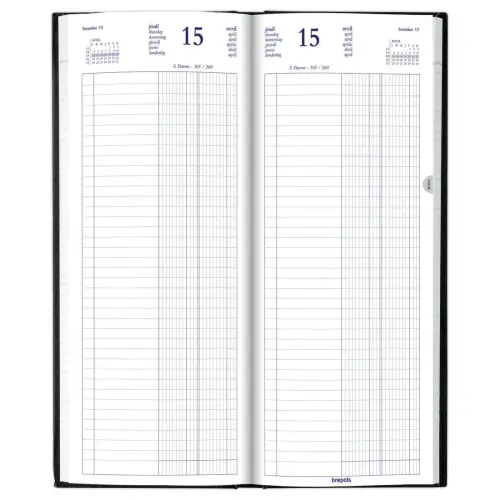 Agenda journalier banque 2 volumes - 14,3x32,5 cm - Noir - Janvier à décembre 2027 - BREPOLS