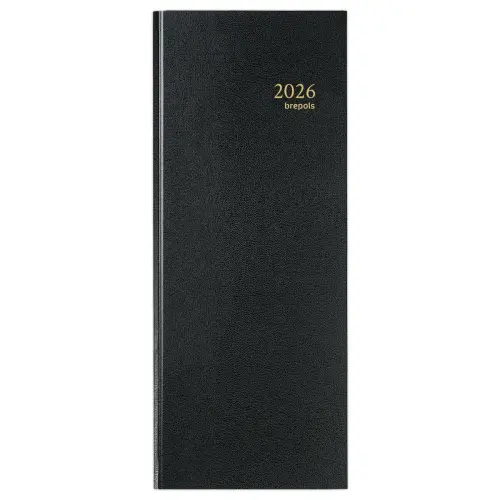 Agenda journalier banque 1 volume - 14,3x32,5 cm - Noir - Janvier à décembre - BREPOLS