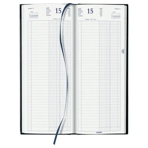 Agenda journalier banque 1 volume - 14,3x32,5 cm - Noir - Janvier à décembre - BREPOLS