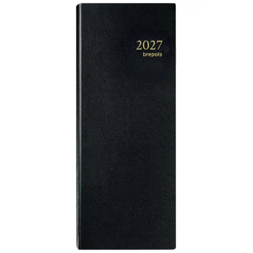 Agenda journalier banque Euros/cents - 12,8x33 cm - Noir - Janvier à décembre - BREPOLS