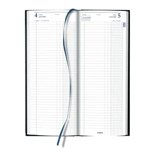 Agenda journalier banque Euros/cents - 12,8x33 cm - Noir - Janvier à décembre - BREPOLS
