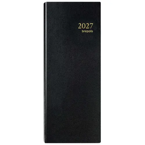 Agenda journalier banque Euros/cents - 12,8x33 cm - Noir - Janvier à décembre - BREPOLS