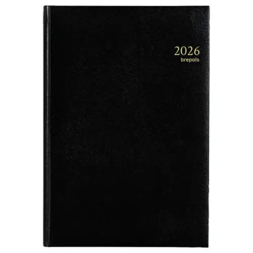 Agenda semainier  Omega - 21x29cm - Noir - Janvier &agrave; d&eacute;cembre - BREPOLS 