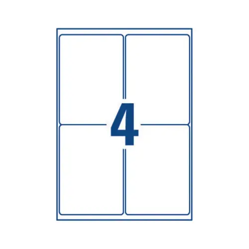 25 planches de 4 étiquettes blanches enlevables laser - 99,1x139mm - AVERY