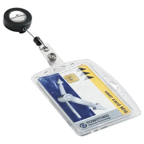 10 Porte-cartes magn&eacute;tiques avec enrouleur - 1 carte - 8,6x5,4 cm - DURABLE 