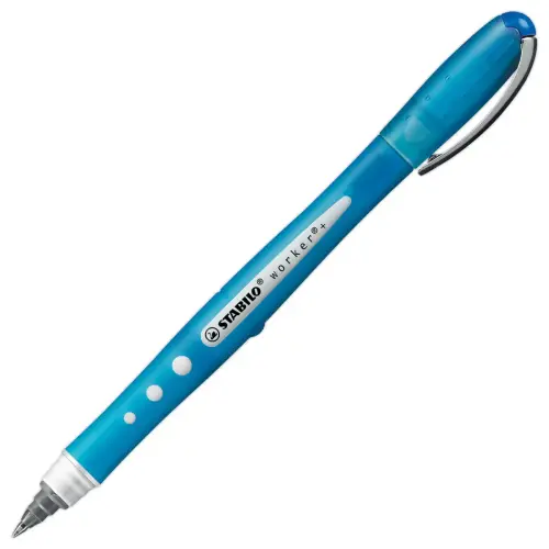 Roller worker + colorful - Encre liquide - Pointe conique - Bleu - STABILO