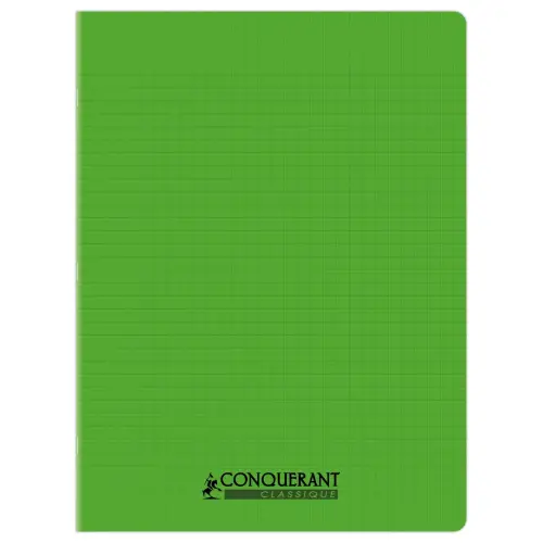 Cahier polypropyl&egrave;ne piq&ucirc;re Sey&egrave;s - A4+ 90g - 96 pages - Vert - Conqu&eacute;rant 