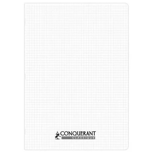 Cahier polypropylène piqûre 5x5 - A4 90g - 96 pages - Incolore - Conquérant