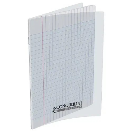 Cahier polypropyl&egrave;ne piq&ucirc;re Sey&egrave;s - A5+ 90g - 48 pages - Incolore - Conqu&eacute;rant 