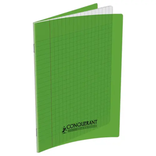 Cahier polypropylène piqûre Seyès - A5+ 90g - 48 pages - Vert - Conquérant