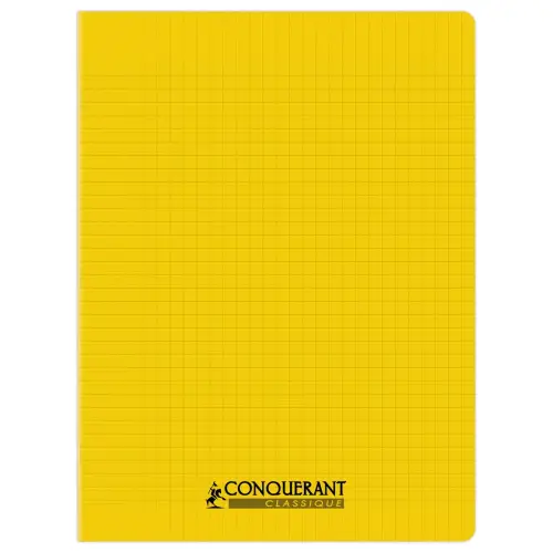 Cahier polypropylène piqûre Seyès - A4+ 90g - 96 pages - Jaune - Conquérant