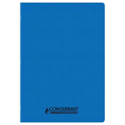 Cahier polypropylène piqûre Seyès - A4 90g - 96 pages - Bleu - Conquérant