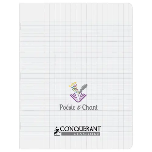 Cahier poésie et chant piqûre Seyès / Unie - A5+ 48 pages - Incolore - Conquérant