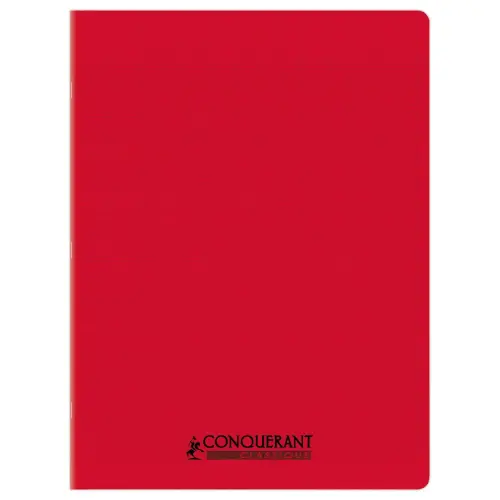 Cahier polypropylène piqûre Seyès - A4+ 90g - 48 pages - Rouge - Conquérant