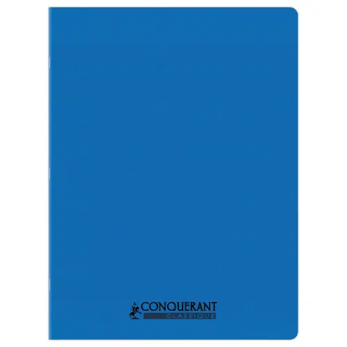 Cahier polypropylène piqûre Seyès - A4+ 90g - 96 pages - Bleu - Conquérant