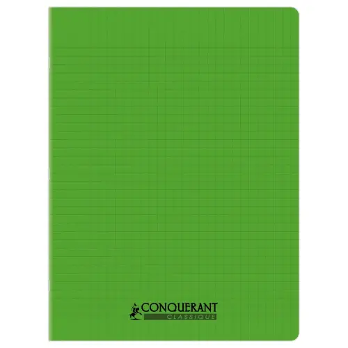 Cahier polypropyl&egrave;ne piq&ucirc;re Sey&egrave;s - A4+ 90g - 48 pages - Vert - Conqu&eacute;rant 