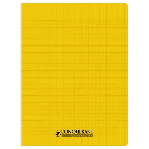 Cahier polypropyl&egrave;ne piq&ucirc;re Sey&egrave;s - A4+ 90g - 48 pages - Jaune - Conqu&eacute;rant 