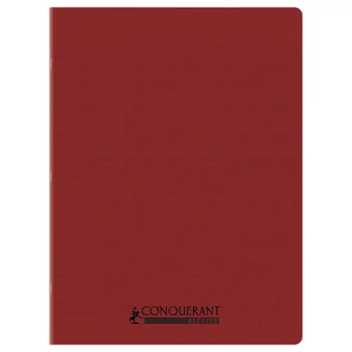 Cahier polypropylène piqûre Seyès - A4+ 90g - 96 pages - Rouge - Conquérant