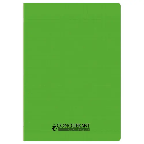 Cahier polypropylène piqûre Seyès - A4 90g - 96 pages - Vert - Conquérant