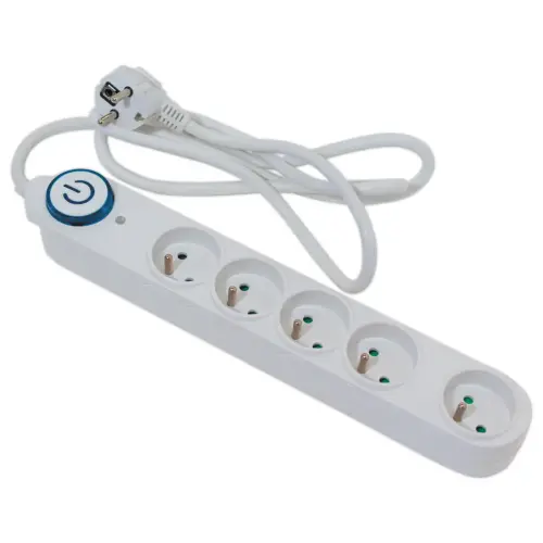 Bloc multiprises 5 prises - Câble 1,5 m - Avec interrupteur