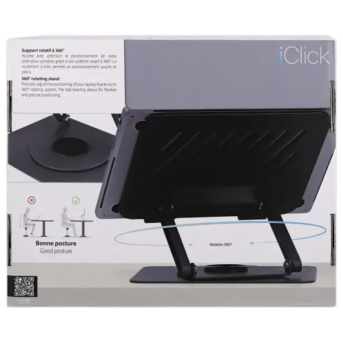Support notebook rotatif 360° en métal iClick - Gris