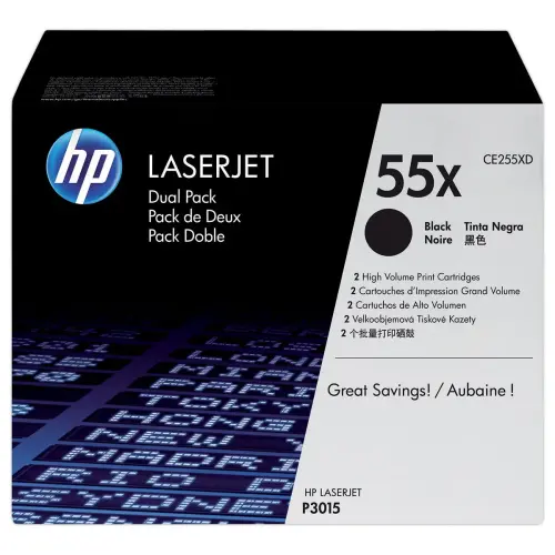 2 Toners HP 55X LaserJet - CE255XD - Noir 
