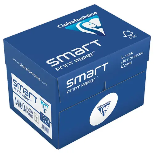 5 Ramettes de 500 feuilles de papier blanc SMART - A4 - 60g - CLAIREFONTAINE