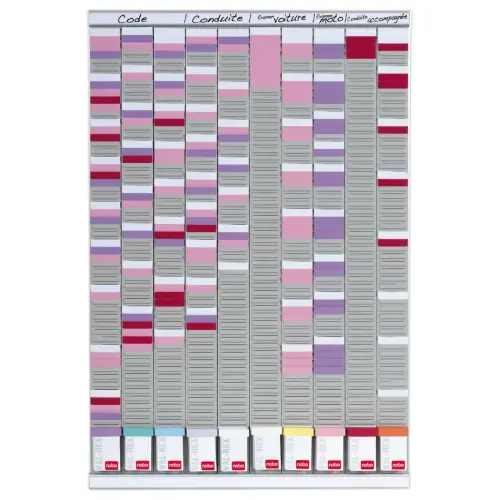 Kit de planning annuel à fiche T - 10 colonnes - 54 fentes - NOBO