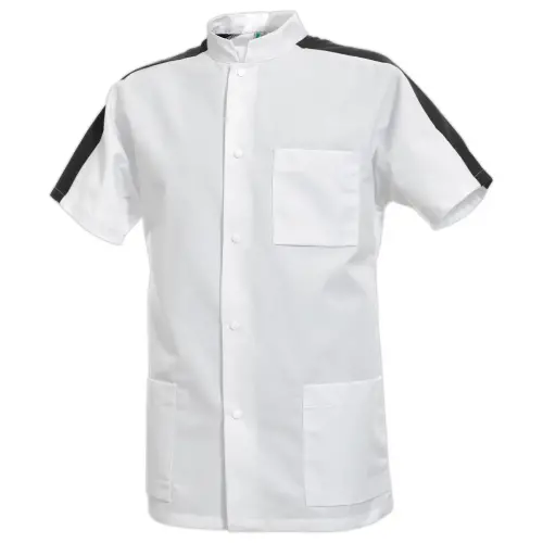 TUNIQUE HOMME STEEVE MANCHES COURTES &ndash; BLANC CHARBON &ndash; TAILLE 1 