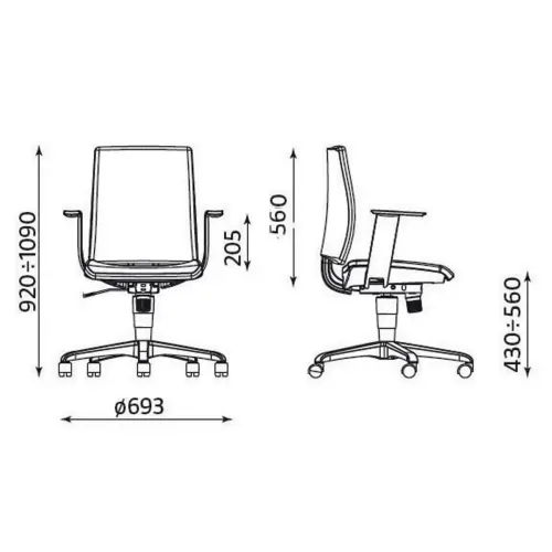 Siège ergonomique synchrone décalé Intrata - Assise gris foncée, dossier noir - Nowy Styl