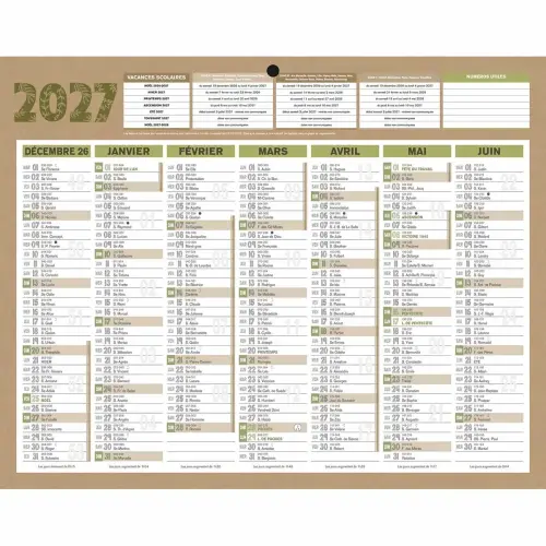 Calendrier banque 2027 Natura 12 mois - 26,5 x 21 cm - BOUCHUT GRANDREMY