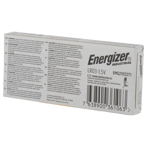 10 Piles alcalines AAA LR3 Energizer Industrial - pack de 10