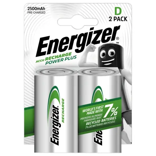 2 Piles rechargeables Power Plus HR20 ( D ) - 1,2 Volts - ENERGIZER