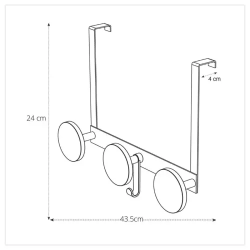 Patère de porte Triple - métal et noir - ALBA