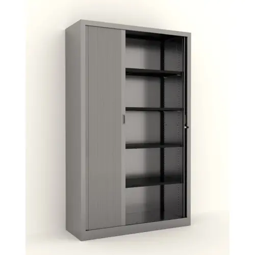 Armoire haute &agrave; rideaux - 198 x 120 cm - Alu 