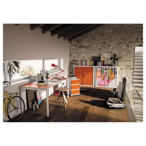 Armoire basse Easyoffice - Orange et blanc - PAPERFLOW