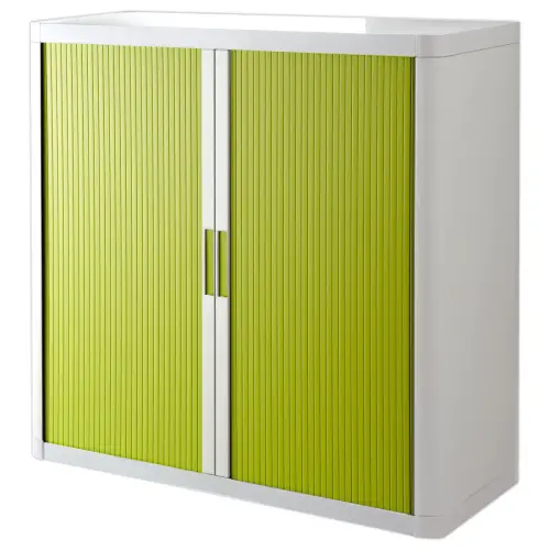 Armoire basse à rideaux Easyoffice - Blanc et vert anis - PAPERFLOW