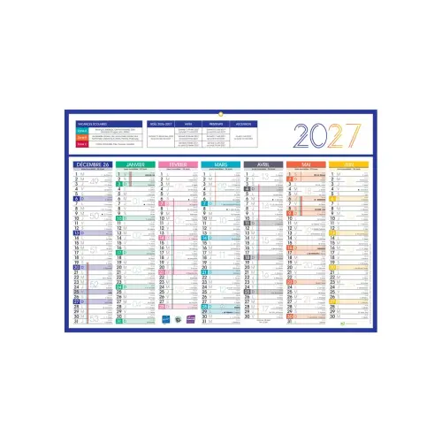 25 Calendriers de banque - 54 x 38,5 cm - 7 mois par face - Janvier &agrave; d&eacute;cembre 