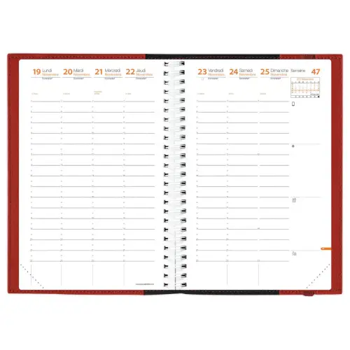 Agenda semainier - 16x24 cm - Décembre à décembre - Rouge - QUO VADIS