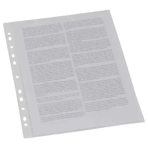 100 Pochettes perforées en polypropylène grainé - A4 - Grammage 7,5/100e