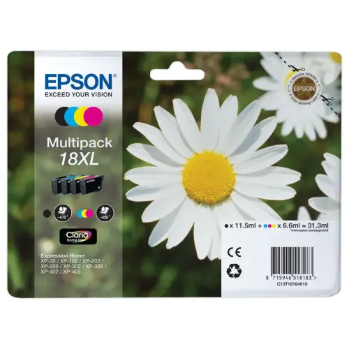 4 Cartouches EPSON T1816 4 couleurs noircyan magenta jaune