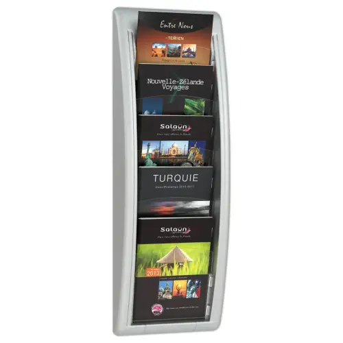 Présentoir mural aluminium Quick Fit - PAPERFLOW - 5 cases A5