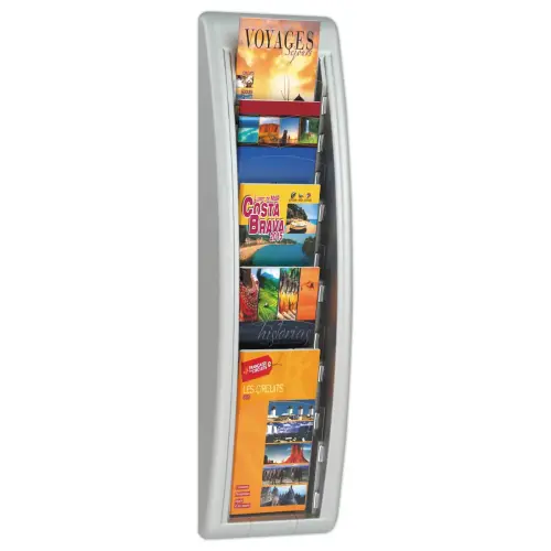 Pr&eacute;sentoir mural aluminium Quick Fit - PAPERFLOW - 5 cases 1/3 A4 