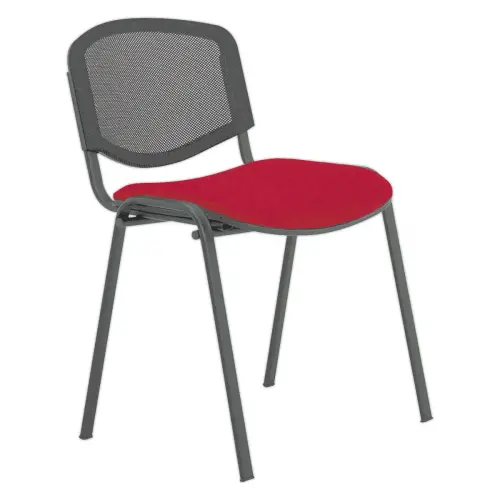 Chaise confort Iso - Assise rouge - Dossier noir