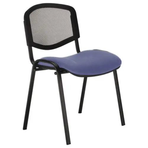 Chaise confort Iso - Assise bleu gris et dossier r&eacute;sille noir 